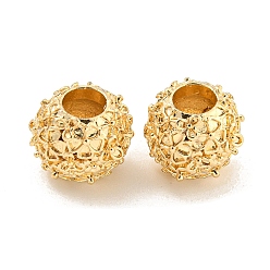 Золотой Стойки покрытие сплава европейские шарики, бусины с большим отверстием, без кадмия, без никеля и без свинца, круглая с цветком, золотые, 11x10 мм, отверстие : 4.5 мм