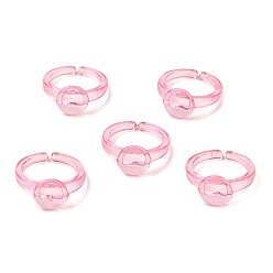 Pink Детская прозрачная пластиковая открытая манжета с кольцом-компонентом, установка плоского кольца, розовые, лоток : 10.5 мм, внутренний диаметр: регулируемый