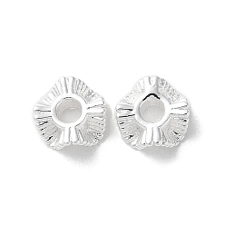 Посеребрённый Латунные бусины, без кадмия, без никеля и без свинца, плоско-круглые, 925 серебро покрытием, 6x3 мм, отверстие : 2 мм