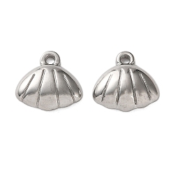 Нержавеющая Сталь Цвет 304 подвески из нержавеющей стали, формы раковины, цвет нержавеющей стали, 13x13x3 мм, отверстие : 1.8 мм