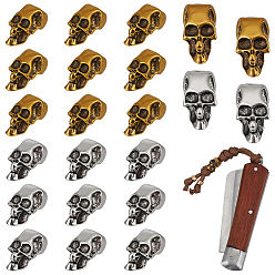 Античный Серебрянный & Античный Золотой 24шт. 2 цвета сплав EDC европейские бусины, бусины из парашютной нити, бусины с большим отверстием, ремешок для ножа, брелок-браслет, череп, старинное серебро и античный золотой, 18.5x10.5x13.5 мм, отверстие : 6.5 мм, 12 шт / цвет