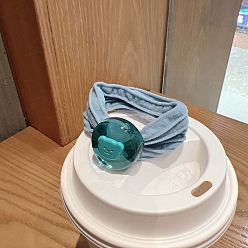 Светлый Стально-синий Связей ткани волос, аксессуары для волос для женщин и девочек, плоские круглые с медведем, светло-стальной синий, 140 мм