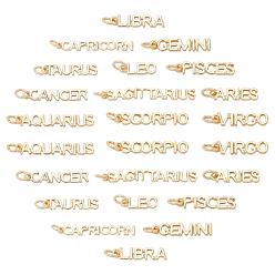 Constellation 24 шт 12 стиль латунные подвески, с прыжковых колец, долговечный, знак созвездия / зодиака, золотые, 12 созвездия, 2 шт / стиль