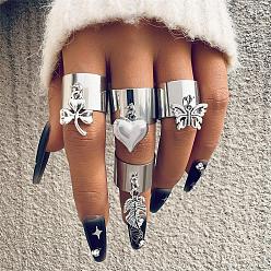 Платина Наборы колец из сплава, со стразами и смолой, платина, внутренний диаметр: 17 мм