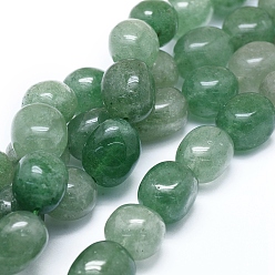 Quartz Fraise Brins de perles de quartz vert naturel, tambour, 14~15x12~13mm, Trou: 1mm, Environ 27 pcs/chapelet, 15.94 pouce (40.5 cm)