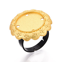 Золотой Основание чашки из цветочного сплава и железного безеля с вращающимся подносом, изготовление колец с круглой накладкой для снятия тревожности, золотые, 25 мм, 17 мм, Размер лотка: 16 мм