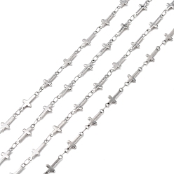 Нержавеющая Сталь Цвет Устойчивы к потускнению 304 цепи с поперечными связями из нержавеющей стали, пайки, с катушкой, о святом решений ювелирных изделий, цвет нержавеющей стали, 13x5x1.2 мм, около 82.02 футов (25 м) / рулон