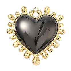 Черный Двухцветные 304 большие подвески из нержавеющей стали, шарма сердца, вакуумное покрытие pvd, реальный 18 k позолоченный, чёрные, 50x47.5x9 мм, отверстие : 2.5 мм
