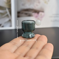 чирок Мини стеклянная чашка, аксессуары для домашнего кукольного домика с микро-ландшафтом, притворяясь опорными украшениями, зелено-синие, 20x24 мм