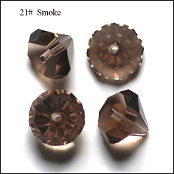 Серый Имитация Австрийские кристаллические шарики, класс AAA, граненые, алмаз, серые, 7x5 мм, отверстие : 0.9~1 мм