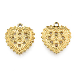 Real 18K Gold Plated 304 Stainless Steel Pendant Rhinestone Settings Ion Plating(IP), Heart, Real 18K Gold Plated, Fit For 1.6mm Rhinestone, 17x15x2mm, Hole: 1.5mm