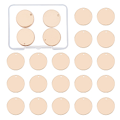 Rose Gold Brass Pendants, Flat Round, Blank Stamping Tag, Rose Gold, 20x0.5mm, Hole: 1.4mm, 30pcs/box
