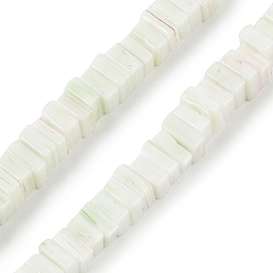 Белый Бусы лэмпворк ручной работы, квадрат с бисером, белые, 5.5~6x5~6x2.5~3 мм, отверстие : 0.7 мм, около 151~153 шт / нитка, 16.14'' (41 см)