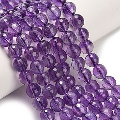 Аметист Природный аметист нитей бисера, круглые, граненые, оценка ааа +, 6 мм, отверстие : 0.8 мм, около 63 шт / нитка, 15.16'' (38.5 см)