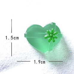Зеленый лайм Рождественские светящиеся украшения из микропейзажа из смолы, сердце, зеленый лайм, 15x19 мм