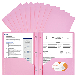 Pearl Pink PP Plastic File Folders, Sheet Document Organizer, Rectangle, Pearl Pink, 293x238x4mm, Hole: 5.5mm