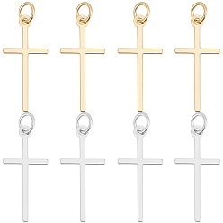 (52) Непрозрачная лаванда 8 шт. 2 цвета латунные подвески, долговечный, крестик, разноцветные, 23x10.5x0.6 мм, отверстие : 3.2 мм, 4 шт / цвет