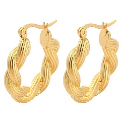 Золотой Вакуумное покрытие pvd 304 серьги-кольца из нержавеющей стали, кольцо из веревки, золотые, 28x25x5 мм