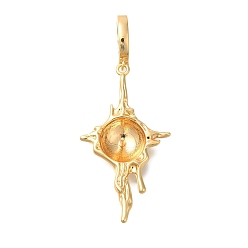 Настоящее золото 18K Латунные европейские подвески-шармы, привязка поручительств, за половину пробурено бисера, без кадмия, без никеля и без свинца, звезды прелести, реальный 18 k позолоченный, 46.5x19.5x6.5 мм, отверстие : 5.5x4.5 мм