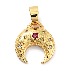 Золотой Подвески с подвесками из латуни с микропаве из кубического циркония в лунной тематике, долговечный, без свинца и без кадмия, золотые, 13.5x12x3 мм, отверстие : 4x3 мм