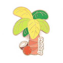 Дерево Эмалевые значки из сплава с кокосовой тематикой, светло-золотистые застежки для значков на лацкан для рюкзака или одежды, красочный, кокосовая пальма, 34x26 мм