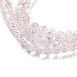 Pink Glass Beads Strands, Faceted, Rondelle, Pink, 3.5x3mm, Hole: 0.4mm, about 123~127pcs/strand, 13.78 inch~14.17 inch(35~36cm)