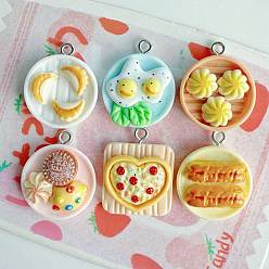 (52) Непрозрачная лаванда Непрозрачные подвески смолы, имитация традиционной дим-сам, с платиновым тоном железная петля, разнообразные, разноцветные, 22.5x18.5x7.5 мм, отверстие : 2 мм