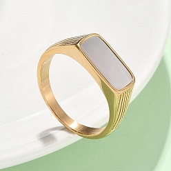 Золотой 316l перстни из нержавеющей стали для женщин, прямоугольные, ионное покрытие (ip), золотые, 9 мм, размер США 9 (18.9 мм)