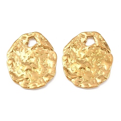 Настоящее золото 18K Кованые 304 подвески из нержавеющей стали, овальные, без кадмия, без никеля и без свинца, ионное покрытие (ip), реальный 18 k позолоченный, 35.5x29.5x1.8 мм, отверстие : 1.4 мм