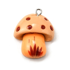 Цвет Древесины Подвески из смолы, грибные прелести, с платиново-железными петлями, деревесиные, 28.5x23x8 мм, отверстие : 2 мм