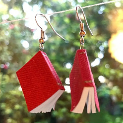 (123L) Белый крем непрозрачный блеск Серьги-подвески из сплава с бумажной книгой, золотые, огнеупорный кирпич, 45 мм