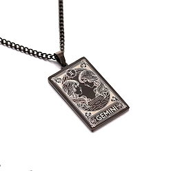 Близнецы 304 прямоугольная цепочка из нержавеющей стали с подвесками в виде созвездий, чёрные, Близнецы, 23.62 дюйм (60 см)