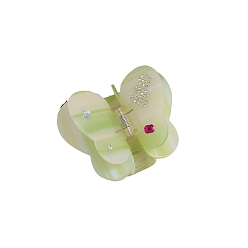 Бледно-Зеленый Двухэтажные заколки-когти из ацетата целлюлозы (смолы) в форме бабочки, бледно-зеленый, 43~58x40~60 мм