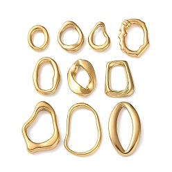 Настоящее золото 18K 10 шт. 10 стили 304 соединительные кольца из нержавеющей стали, разнообразные, ионное покрытие (ip), реальный 18 k позолоченный, 14~27x9.5~18x2~3 мм, 1 шт / стиль