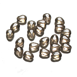 Цвет Древесины К 9 стекло, имитация Австрийские кристаллические шарики, класс AAA, граненые, слеза, деревесиные, 8x6x3.5 мм, отверстие : 0.7~0.9 мм