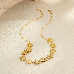 Shell Shape Океан 304 ожерелья из нержавеющей стали для женщин, ионное покрытие (ip), без кадмия, без никеля и без свинца, реальный 18 k позолоченный, формы раковины, 17.72 дюйм (45 см)