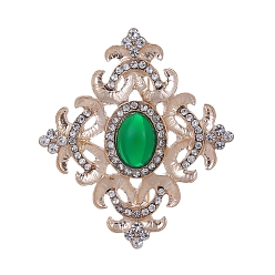 Light Gold Броши в стиле барокко из цинкового сплава с ромбами и стразами, золотой свет, 56x50 мм