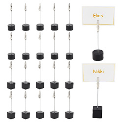 Черный 24 шт. 2 стили круглые и квадратные деревянные держатели для заметок, фото держатель карты, с железным зажимом из кожи аллигатора, чёрные, 25~30x25~30x113~115 мм, 12 шт / стиль