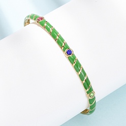 Морско-зеленый 304 эмалированные браслеты-манжеты из нержавеющей стали для женщин, со стразами, без свинца, без кадмии и без никеля, золотые, цвета морской волны, внутренний диаметр: 2.52x1.89 дюйм (6.4x4.8 см)