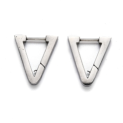 Stainless Steel Color Tarnish Resistant 304 Stainless Steel Triangle Huggie Hoop Earrings, Stainless Steel Color, 18x15x3mm, Pin: 1mm