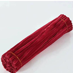 Crimson DIY Plush Sticks, with Iron Core, Pipe Cleaners, Kid Craft Material, Crimson, 295x6mm, 100pcs/set