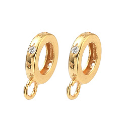 Настоящее золото 24K Латунные поручни из прозрачного кубического циркония с микропаве, круглые, долговечный, без свинца и без кадмия, стойки покрытие, реальный 24 k позолоченный, 11.5x8.5x2 мм, отверстие : 2 мм