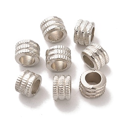 Platinum CCB Plastic Beads, Column with Groove, Platinum, 6x4.5mm, Hole: 3.8mm
