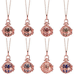 Розовое Золото DIY ожерелье решений, латунные подвески коробки молитве, круглые бусины из вулканического камня, нет спрей отверстие окрашены латунные шаровые шарики круглые, мешки ювелирных изделий бархата, розовое золото , 125x100 мм