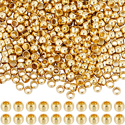 Настоящее золото 24K 500 шт. 304 распорные втулки из нержавеющей стали, рондель, реальный 24 k позолоченный, 2.5x1.5 мм, отверстие : 1.4 мм