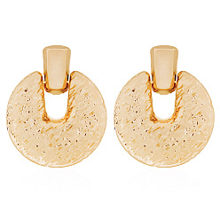 Golden Alloy Dangle Stud Earrings, Golden, 60x50mm