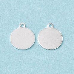 925 Sterling Silver Plated Brass Pendants, Cadmium Free & Lead Free, Flat Round Charm, 925 Sterling Silver Plated, 11.5x10.5x0.5mm, Hole: 1.2mm