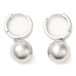 Платина Покрытие стойки, латунный круглый шарик, висячий обруч, rarrings, платина, 30.5 мм