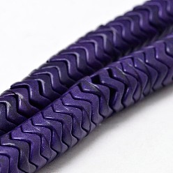 Полуночно-синий Синтетические нити бирюзового бисера, волна, окрашенные, темно-синий, 7x4 мм, отверстие : 1 мм, около 140 шт / нитка, 15.7 дюйм