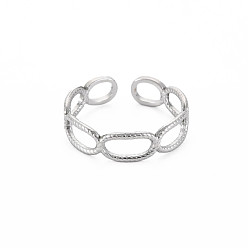 Stainless Steel Color Non-Tarnish 304 Stainless Steel Open Oval Wrap Cuff Ring for Women, Stainless Steel Color, US Size 6 3/4(17.1mm)